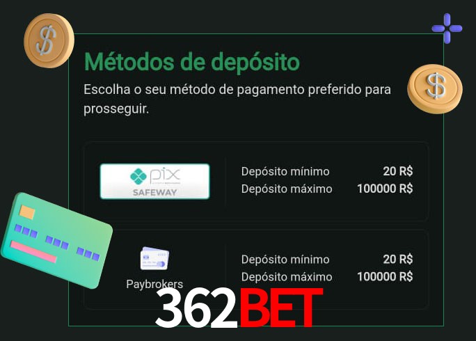 O cassino 362Bet oferece uma grande variedade de métodos de pagamento